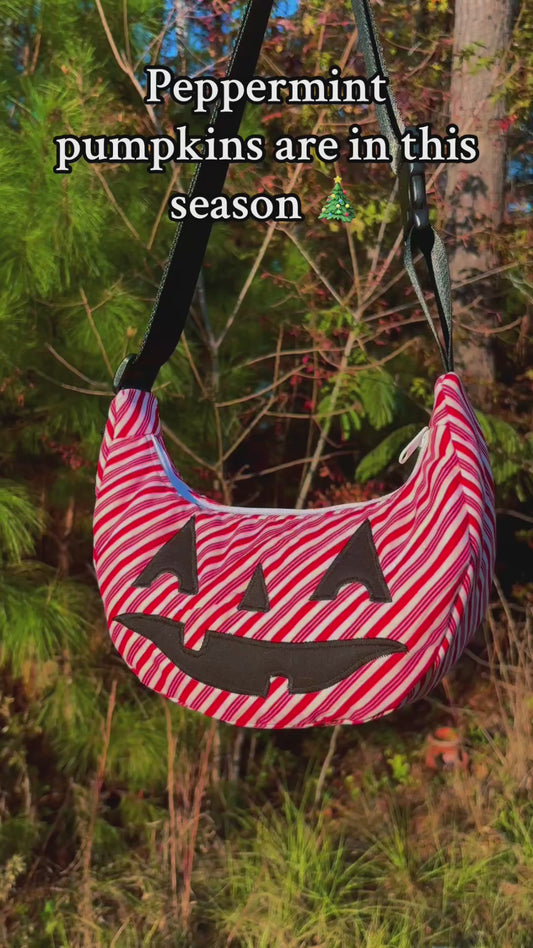 Christmas Jack-o-Lantern Pumpkin Crescent Bag (handmade)