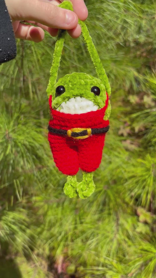 Santa Overalls Frog Bag Charm