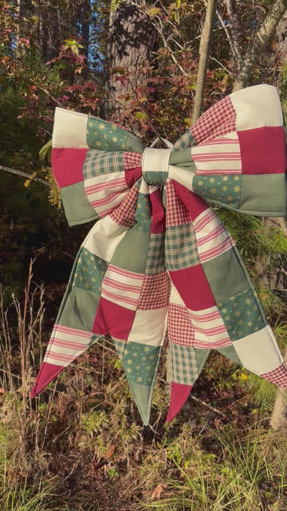 Christmas (Gold Snowflakes REVERSIBLE Bow Door Hanger/ Tree Topper