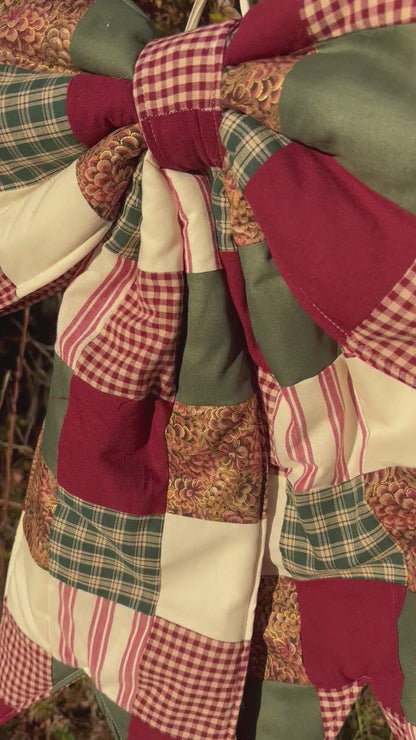 Christmas (pinecone) REVERSIBLE Bow Door Hanger/ Tree Topper