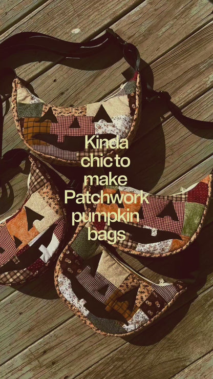 Halloween  Patchwork Jack-o-Lantern Pumpkin Crescent Bag (handmade)