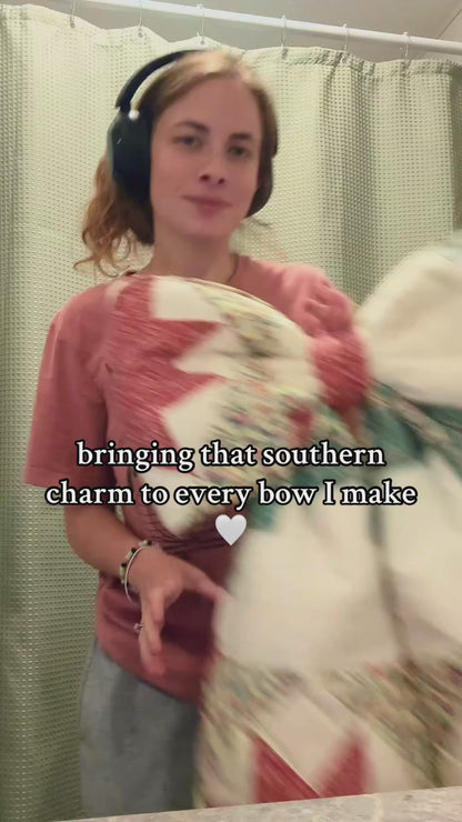 Red And Yellow Floral REVERSIBLE Bow Door Hanger/ Tree Topper